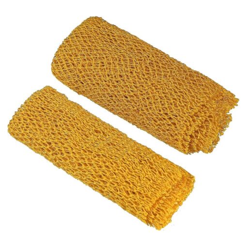 2 Pieces African Net Bath Sponge African Exfoliating Long Body Scrubber Tight Weave Beauty Skin Smoother Tower Bath Cloth Porous Stretches Back Washcloths for Daily Use or Stocking Stuffer ( Yellow )