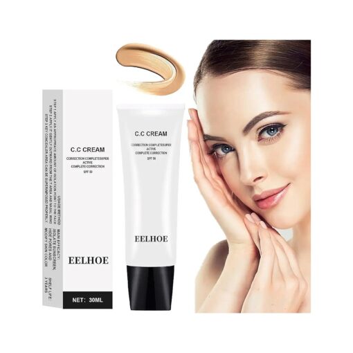 Skin Tone Adjusting CC Cream SPF 50, CC Cream Colour Correcting Self Adjusting for Mature Skin Full-Coverage Foundation, Skin Concealer Brightening Skin Tone-Natural Colo