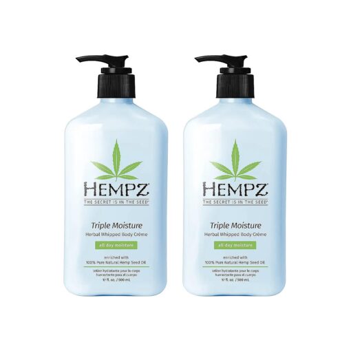 Hempz Triple Moisture Herbal Whipped Body Creme Lotion Moisturizer, 17 Fl Oz ( Pack of 2 )