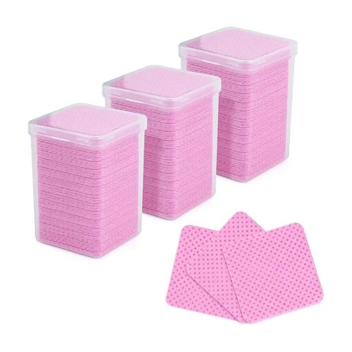 G2PLUS Nail Wipes, 600PCS Lint Free Nail Cleaning Pads, Pink Eyelash Glue Wipes for Cleaning Fingernail, Tweezers and Glue Bottle Mouth ( 2" x 2" )