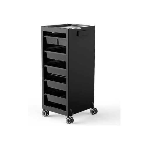 TASALON New Salon Trolley Cart with Wheels for Extra Storage, 5 Drawers & Dryer Holder, Space Saving Salon Cart with Lighter & Strong Material, Multipurpose Beauty Cart, Hair Cart, Tattoo Tray Cart