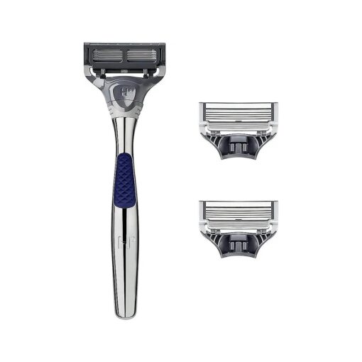 Harry 's Razors for Men - Chrome Razor Handle | 5 Blade Razor with Lubricating Strip & Precision Trimmer, 3 Cartridges