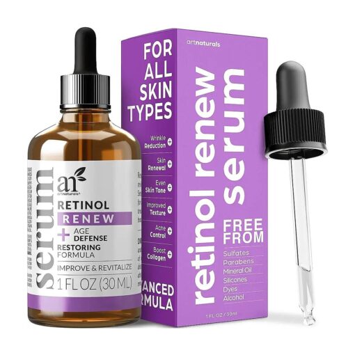 ArtNaturals Retinol Serum for Face - with Vitamin C, 2.5 % Retinol Oil & Hyaluronic-Acid - Skin Clearing - Anti-Aging, Anti-Wrinkle Eye Serum - Skin Repair, Night Therapy ( 1 Fl Oz / 30ml ) ( ANGA-0127 )