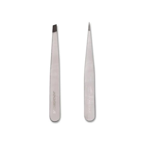 JAPONESQUE Slant and Point Tweezers Set, for Defining and Shaping Brows, Made with Hand-Sharpened Stainless, Ideal for Travel