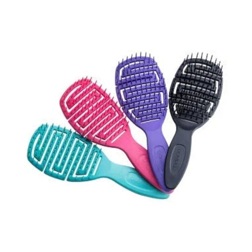 Dompel Hair Brush Maya, antistatic brush, special design, prevents frizz, lightweight, Brush for Afro American/African Hair, 4 Pcs ( green, pink, purple, black )