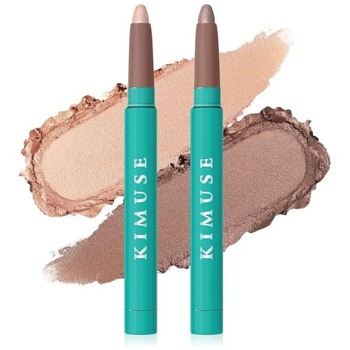 KIMUSE 2PCS Waterproof Eyeshadow Stick Set, Brightener Eyeshadow Pencil Duo, Glitter Highlighter Eye Liner, Shimmer Creamy Long Lasting Eye Makeup