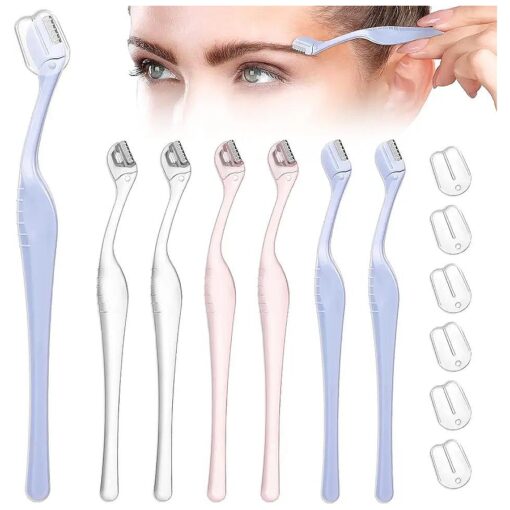 Eyebrow Razor Mini Eyebrow Razor Trimmer Female Face Shaver Lip Hair Remover with Precision Cover Small Eyebrows Shaver for Women Makeup Face Care Tools ( Clear, Clear Purple, Light Blue )