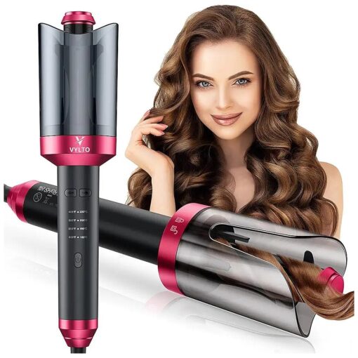 Automatic Curling Iron, Automatic Hair Curler with 1" Large Rotating Barrel & 4 Temps Hair Curler, Safety Anti-Scald & Anti-Tangle Curling Iron, Fast Heating Auto Curler for Hair Styling-Grey