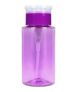 PANA 7oz Purple Push-Down Dispenser Bottle - 1 Bottle - Empty Refillable Pump Bottle for Nail Polish Remover