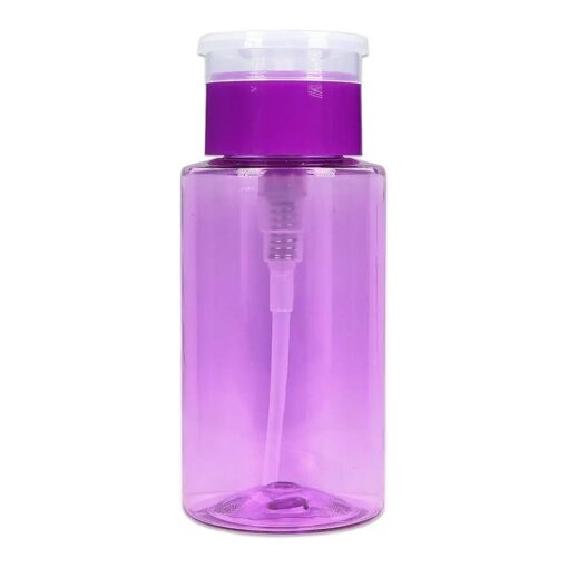 PANA 7oz Purple Push-Down Dispenser Bottle - 1 Bottle - Empty Refillable Pump Bottle for Nail Polish Remover