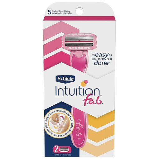 Schick Intuition f.a.b, Razor, Effortless Shaving for Women, 1 Handle and 2 Razor Blade Refills