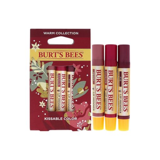 Burts Bees Kissable Color Warm Collection Unisex Lip Shimmer Peony, Rhubarb, Fig 3 oz