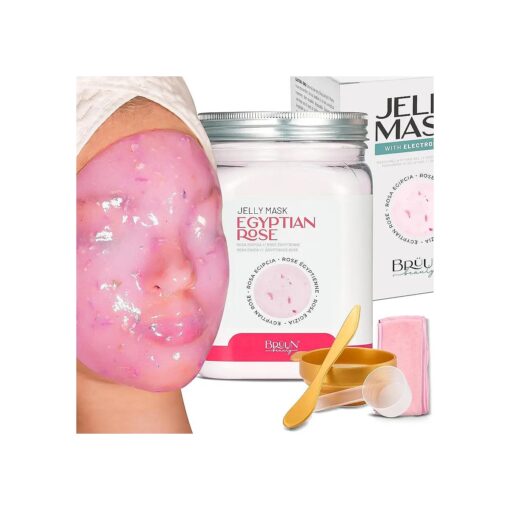 BRUUN Peel-Off Egyptian Rose Jelly Mask for Face Care - A 23 fl oz Rubber Mask Jar for 30 to 35 Treatments - A Skin Care Moisturizing Gel Mask of Spa Set for Men, Women and Adults