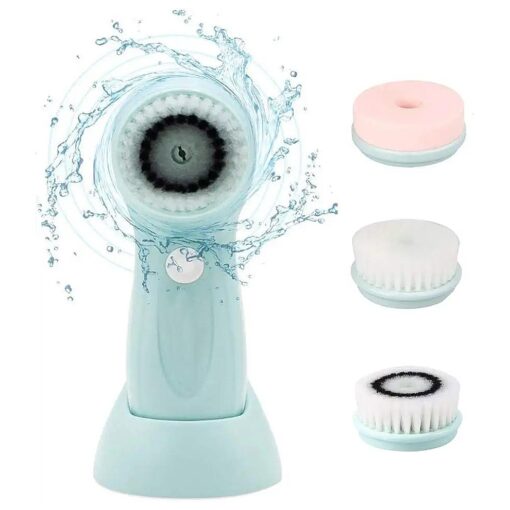 Facial Brush, Rechargeable Electric Rotating Face Scrubber, Electrical Facial Brush With 3 Heads Minimize Pores + Help Get Rid of Acne and Blackheads