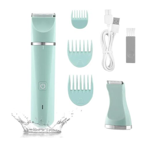 Electric Razor for Women Bikini Trimmer Rechargeable Electric Shaver for Legs Arms Pubic Body Hair Trimmer for Men and Women Hair Removal with Snap-In Ceramic Blades IP7X Washable Head, Wet and Dry Use