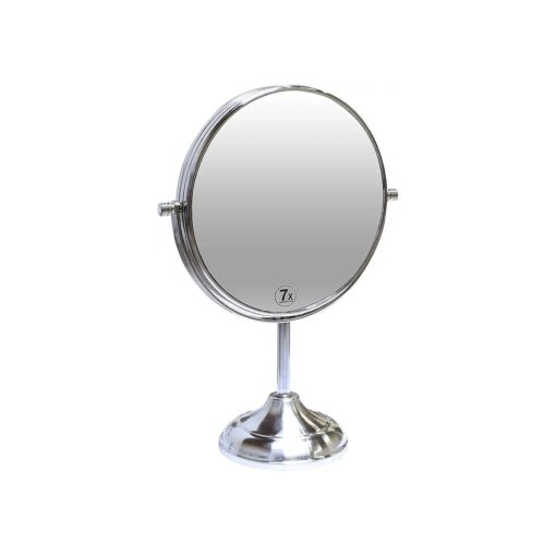 Deco Brothers Makeup Mirrors with Stand, 8 Inch Double Sided with 7X Magnification, Nickel