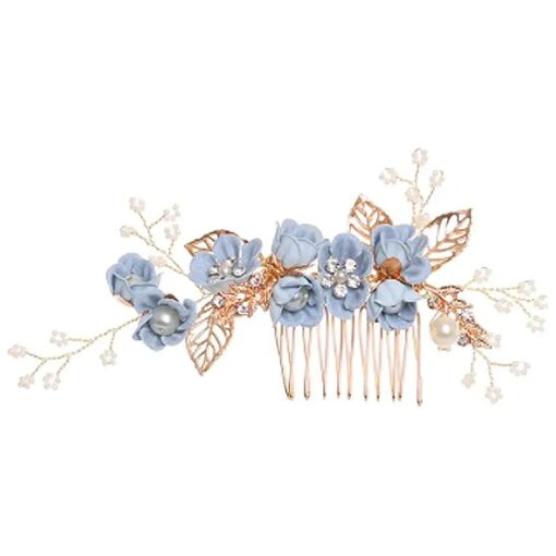 Beaupretty Wedding Hair Comb Rhinestone Flower Clip Headdress Crystal Bridal Hair Accessories ( Blue )