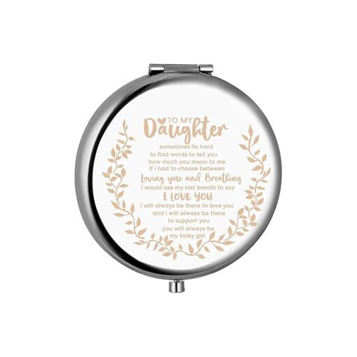 Gifts for Daughter from Mom, To My Daughter Engraved Compact Mirror with Inspirational Quotes, Christmas Birthday Graduation Gifts for Daughter Granddaughter