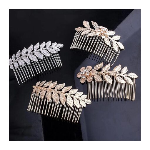 4 pcs Gold Hair Comb for Women Decoratives, Leaf Hair Combs Hair Accessories for Women Bridesmaid Wedding Hair Accessories Gold