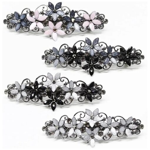 Elegant Hair Clips Fashion Hair Barrettes for Women and Girls, Sparkly Glitter Rhinestones Flowers Hairpin French Style Hairclips Vintage Hair Accessoires for Women and Girls