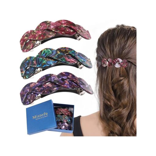 Hair Barrettes for Women - Large Hair Barrettes for Thick Hair - 3pcs Elegant French Barrettes Retro Hair Accessories for Women Thick Hair Daily Wear