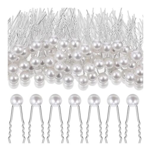 100 Pieces Pearl Hair Pins Wedding Bridal Flower Pins for Brides and Bridesmaids Hair Style Prom Party ( 0.3 Inch )