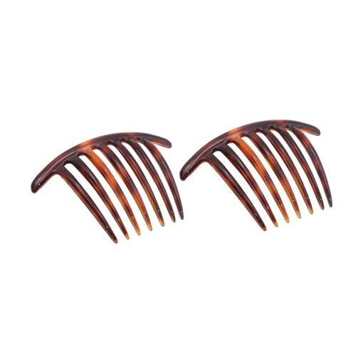 Parcelona French Twist 7 Teeth Large 4" Celluloid Set of 2 Flexible Durable Side Hair Comb No Slip Styling Women Hair Accessories Girls Hair Clip, Made in France ( Shell )