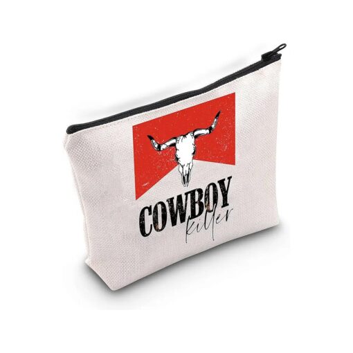 BLUPARK Cowboy Killer Cosmetic Bag Western Cowgirl Gift Women Wild Vintage Western Rodeo Zipper Pouch Bull Skull Graphic Bag ( Cowboy Killer )