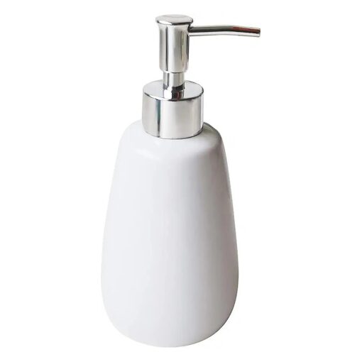 White Hand Soap Dispenser Ceramics Bottles with Elegant Pump Top Bathroom Empty Shampoo Bottles 10oz/300ml