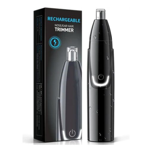 ZORAMI Rechargeable Ear and Nose Hair Trimmer - Professional Painless Eyebrow & Facial Hair Trimmer for Men Women, Powerful Motor and Dual-Edge Blades for Smoother Cutting Black