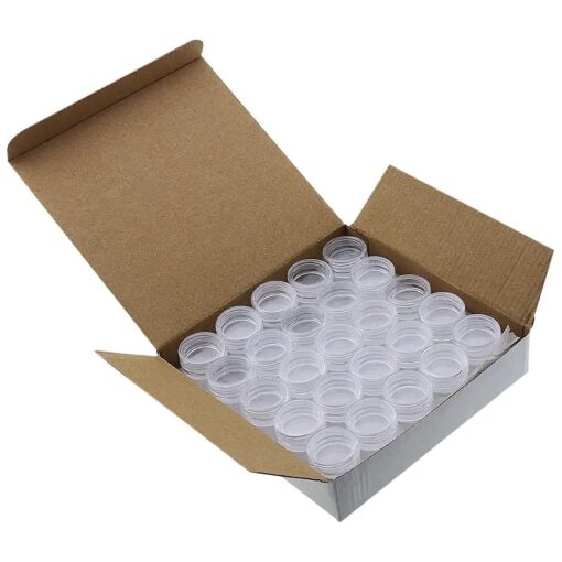 50 Empty, Clear, 5 Gram Plastic Pot Jars, Cosmetic Containers, With Lids-BH000507