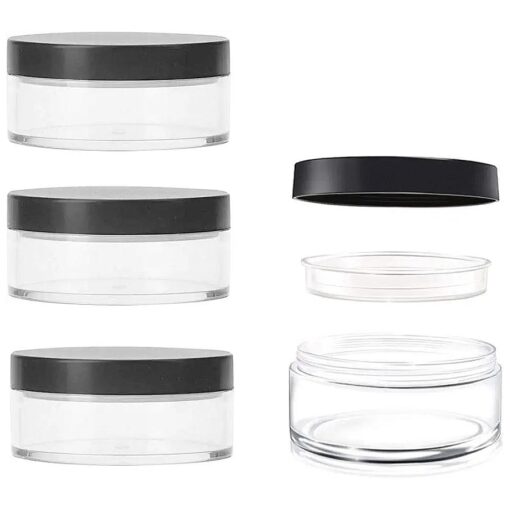 AKOAK Capacity 30 ml ( 1 oz ) Empty Reusable Plastic Loose Powder Compact Container DIY Makeup Powder Case with Sifter and Lined Screw Lid, Pack of 4