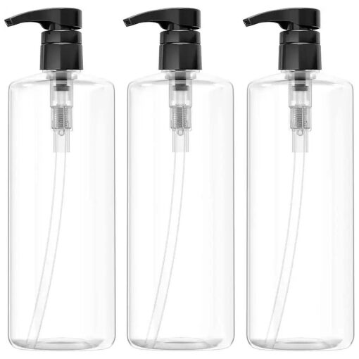 Empty Shampoo Pump Bottles, 32oz ( 1Liter ), BPA-FREE, Plastic ( PETE1 ) Cylinder, Pack of 3