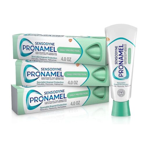 Sensodyne Pronamel Daily Protection Enamel Toothpaste for Sensitive Teeth, to Reharden and Strengthen Enamel, Mint Essence - 4 Ounce ( Pack of 3 )