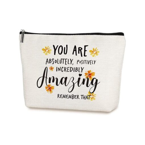 Inspirational Gifts for Women -Encouragement Gift for Coworker Friends Families -Motivational Birthday Graduation Cosmetic Makeup Bag Gift for Best Friend