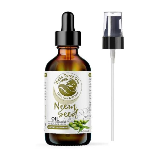 Bella Terra Oils - Organic Neem Seed Oil 4oz - Immerse in the Benefits of Organic Neem, Enriched with Amino Acids & Omega-6, Nourishing Skin Treat