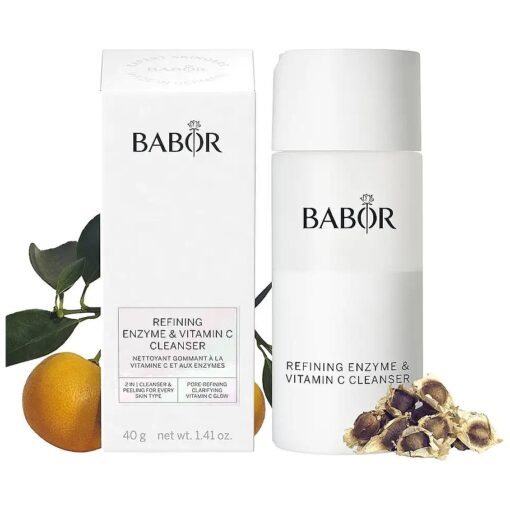 BABOR Refining Enzyme & Vitamin C Cleanser, Enzyme Powder Cleanser, Exfoliating Face Wash Polish, Gentle Facial Scrub to Brighten and Even Complexion