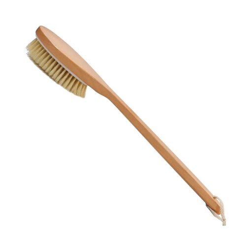 OWIIZI Bath Brushes with Soft and Natural Bristles Antiskid Wooden Long Handle Shower Body Scrubber for Wet or Dry Exfoliating, Back Scrub Deep Cleanse