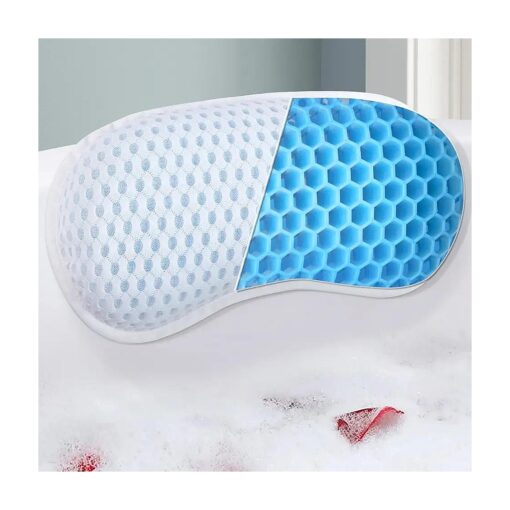 Bath Pillow Bathtub Pillow with 3 Non-Slip Suction Cups, Bath Pillow for Tub-Comfortable Bathtub Pillows for Neck Head and Back Support, Extra Thick and Soft Air Mesh Pillow for Bath, White