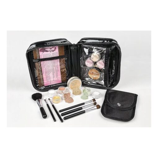 15 pc STARTER KIT w/BRUSHES & CASE ( LIGHT ) Mineral Makeup Foundation Blush Bronzer Illuminating Veil Set Bare Skin Matte Powder