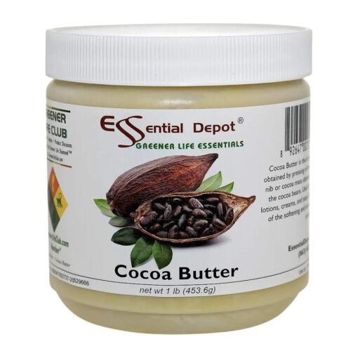 Essential Depot Cocoa Butter - Raw - Unrefined - 100 % Pure - Natural Cocoa Scent - 1 lb - Used in Creams, Lotion Bars and Sticks, Lip Balms, Body Butters and many other skin care products