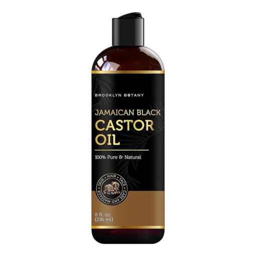 Brooklyn Botany Jamaican Black Castor Oil in Plastic Bottle for Hair Growth, Eyelashes & Eyebrows - 100 % Pure and Natural Carrier Oil, Hair & Body Oil - Massage Oil for Aromatherapy - 8 Fl Oz