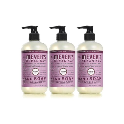 MRS. MEYER 'S CLEAN DAY Hand Soap, Made with Essential Oils, Biodegradable Formula, Peony, 12.5 fl, oz - Pack of 3