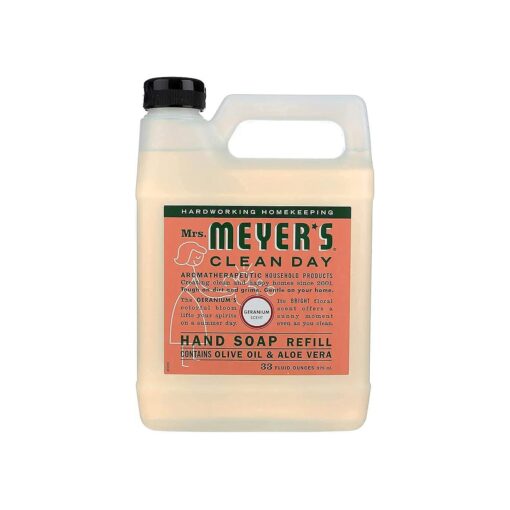 Mrs. Meyer 's Hand Soap Refill, Made with Essential Oils, Biodegradable Formula, Geranium, 33 Fl, Oz