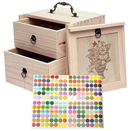 TORIBIO Essential Oil Storage Holder Organizer for 40 Bottles, Wooden Essential Oils Box Holds 5 10 15 20 30 ml for Young Living & Doterra Bottles