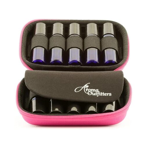 Aroma Outfitters Essential Oil Carrying Case, Premium Storage Protection & Organizer for Roller Bottles, Carry Case Protects up to 10 Roller Balls and Sample Drams - Perfect for Travel ( Pink )