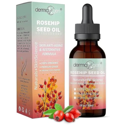 Rosehip Seed Oil 2 Fl Oz -100 % Organic & Cold Pressed - Anti-aging Moisturizing Treatment For Face, Hair, Skin & Nails, Acne Scars, Anti-wrinkle .