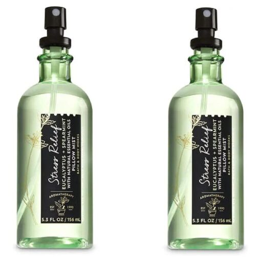 Bath & Body Works Aromatherapy Stress Relief Eucalyptus Spearmint Pillow Mist, 5.3 Fl Oz, 2-Pack ( Packaging May Vary )