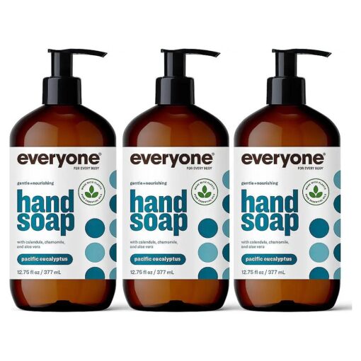 Everyone Liquid Hand Soap, 12.75 Ounce ( Pack of 3 ), Pacific Eucalyptus, Plant-Based Cleanser with Pure Essential Oils