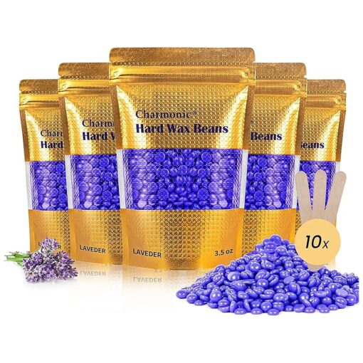 17.5 Oz Hair Wax Beans by Charmonic, Hard Body Wax Beans, Hair Removal Depilatory Wax European Beads for Women Men 500g/1.1 lb ( lavender )